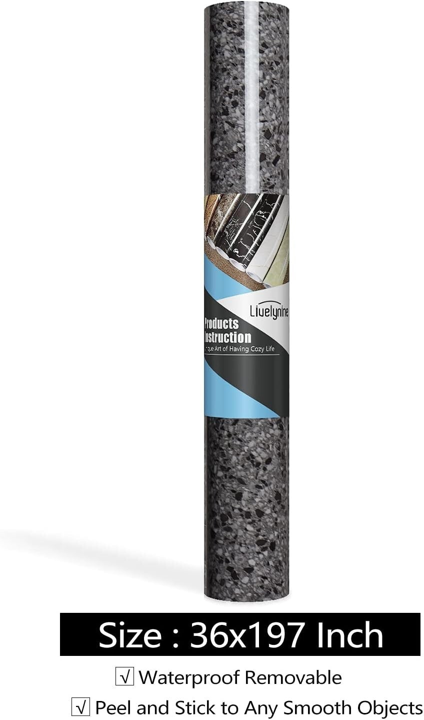 Extra Wide 36 Inch Granite Look Self-Adhesive Contact Paper for Stylish Surfaces