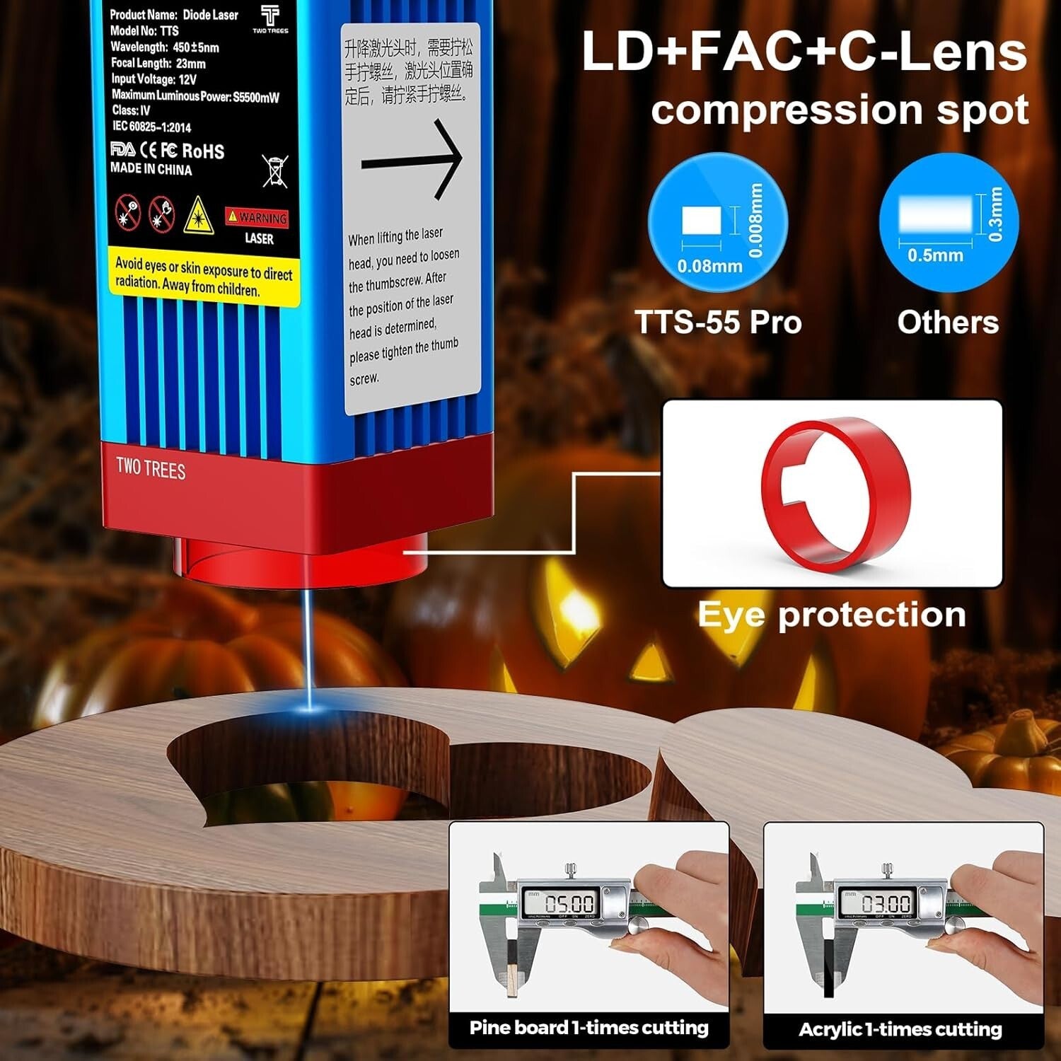 Advanced 40W Twotrees Laser Engraver - Precision 5500mW Power, 300x300mm Area