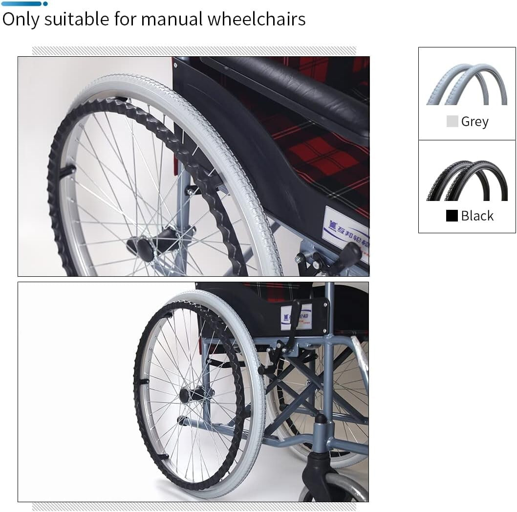 Puncture-Proof 24x1 3/8” Wheelchair Tires - Lightweight Solid Pair for Easy Use