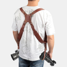 Load image into Gallery viewer, Comfort &amp; Safety: Adjustable Dual Camera Harness for Pro Photographers, Brown
