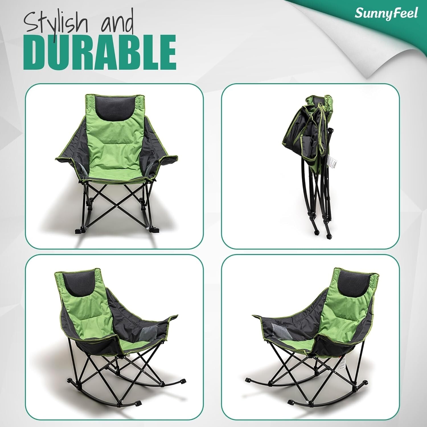 Lightweight Foldable Rocker Chair with 500 LB Capacity for Outdoor Adventures