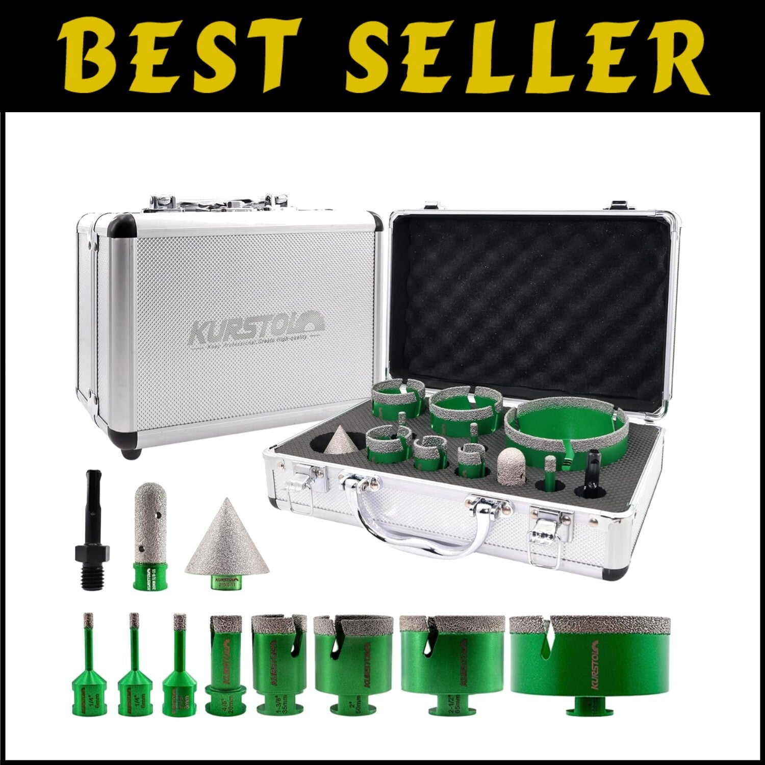 Complete Diamond Core Drill Set - Ideal for Marble, Granite, and Porcelain