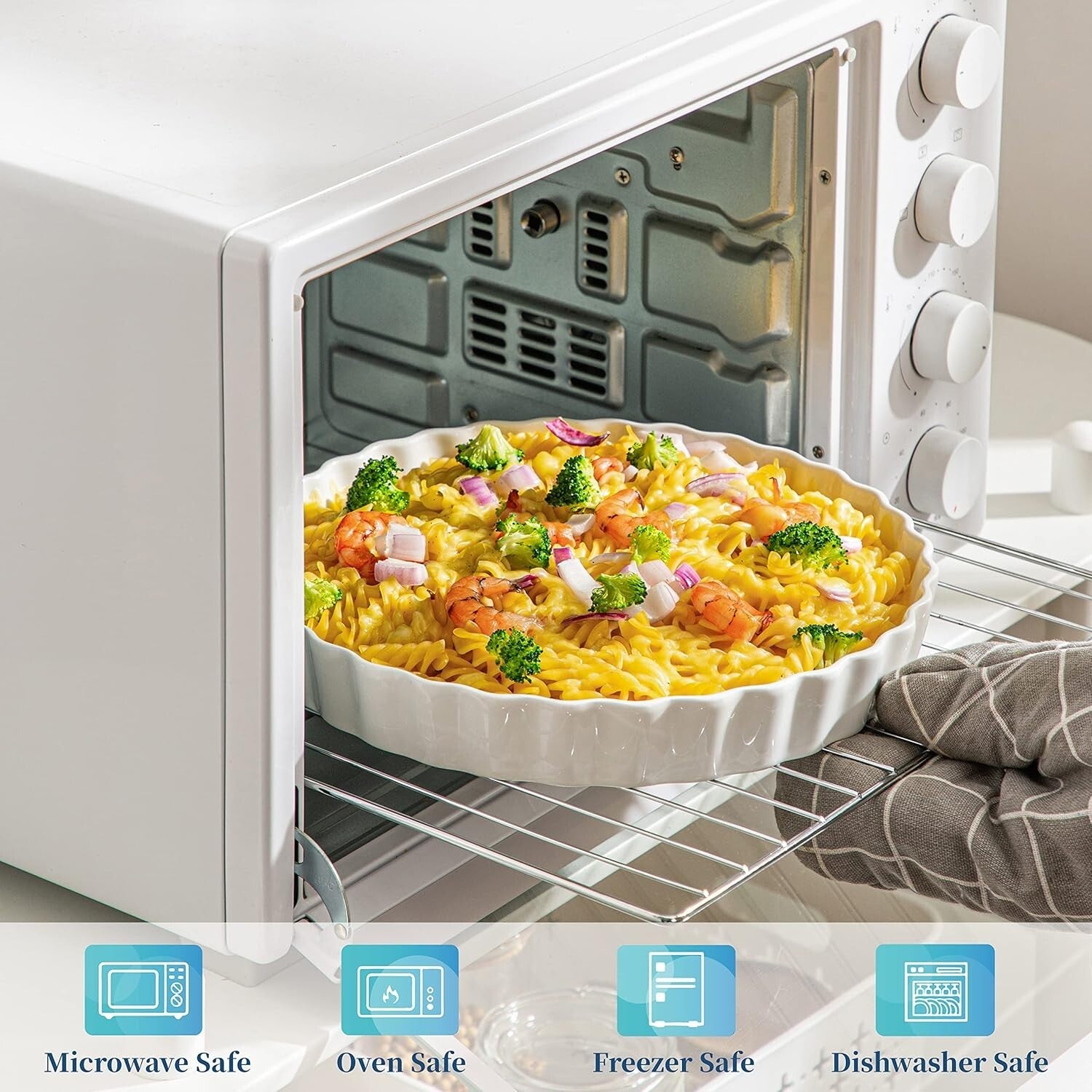 Durable Non-Stick 10-Inch Quiche and Pie Baking Dish - Set of 2 Elegant Pieces