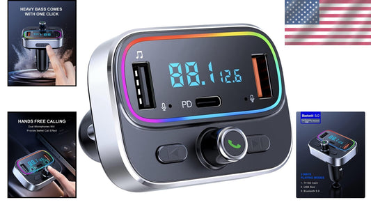 Bluetooth FM Transmitter with Dual Mics & Fast Charging - Hands-Free Car Kit