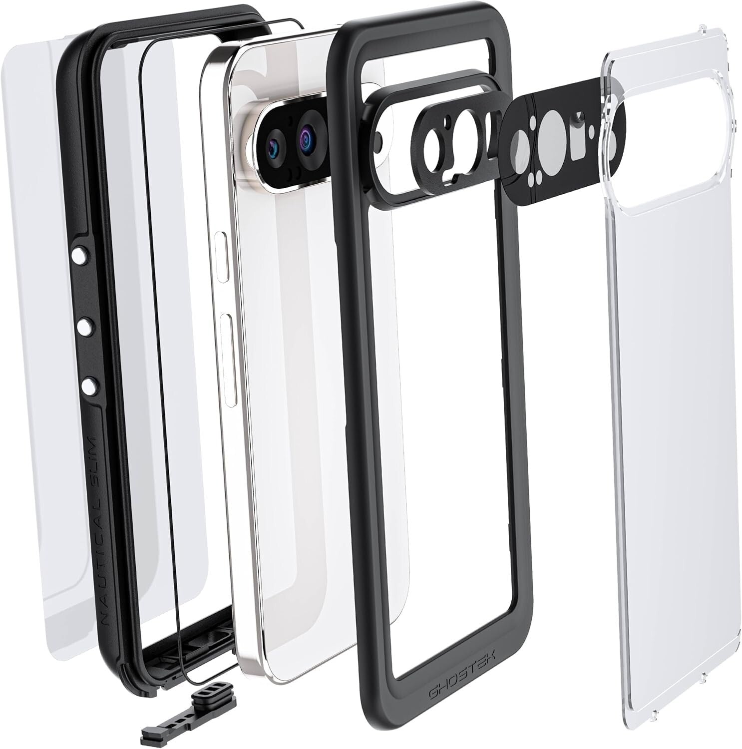 Clear Nautical Waterproof Case with Built-in Protector for Google Pixel 9 Pro