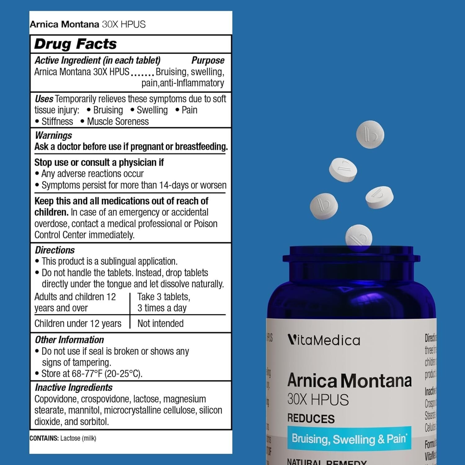 Energy & Recovery Formula: Arnica Montana Tablets with Bromelain & Quercetin