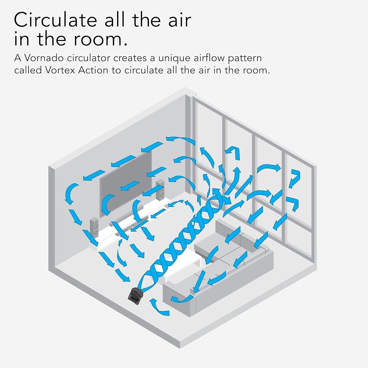 630 Mid-Size Whole Room Air Circulator Fan - 3-Speed, Adjustable Tilt & Quiet