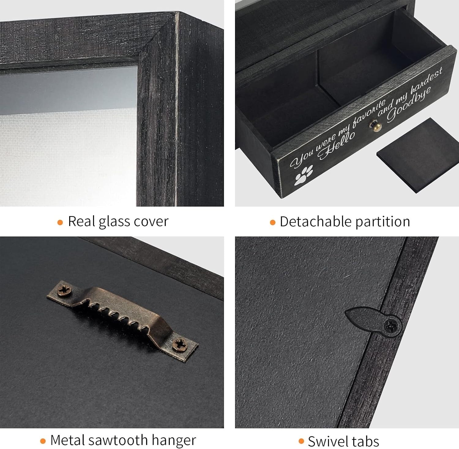 Antique Wood Shadow Box Frame for Pet Memorial - Customizable Keepsake Storage