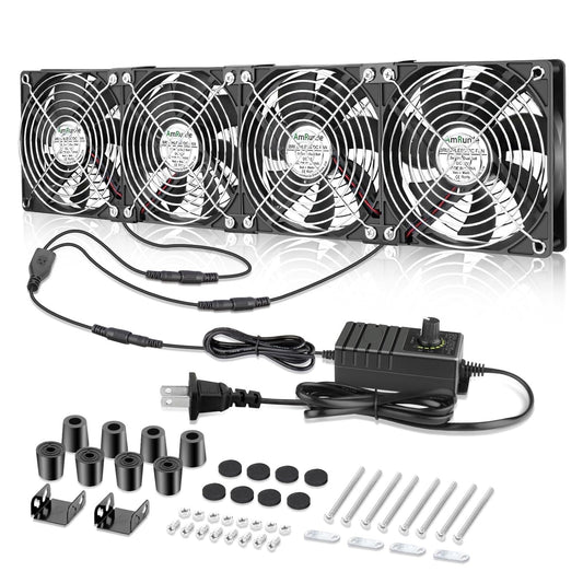 High Airflow 4X 120mm Cooling Fans for DIY Projects – Adjustable Speed 110V-240V