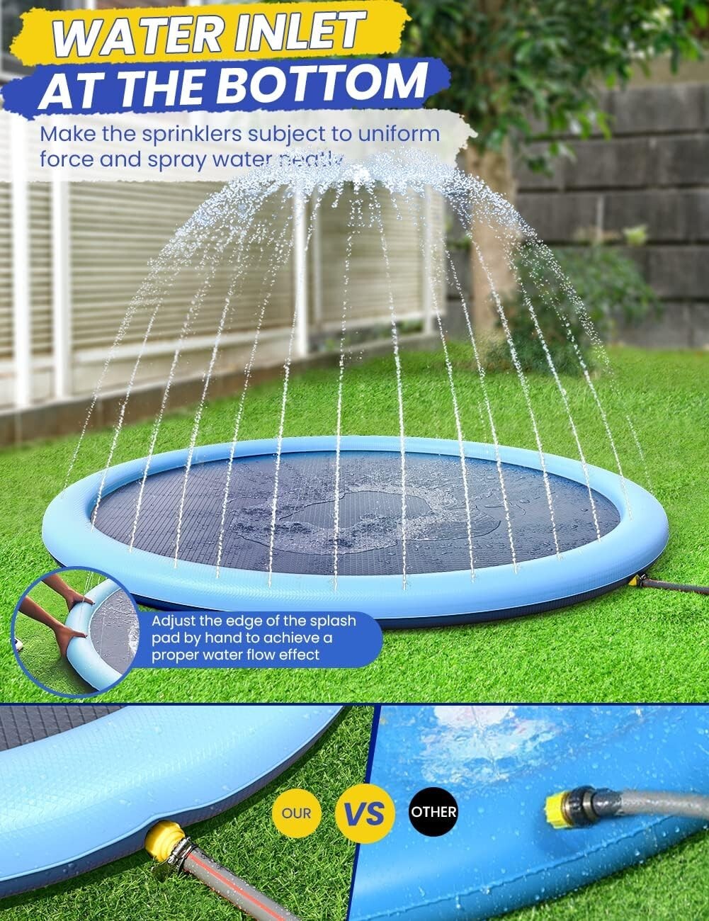 Extra Large 97-Inch Dog Splash Pad - Non-Slip Water Play for Kids & Pets