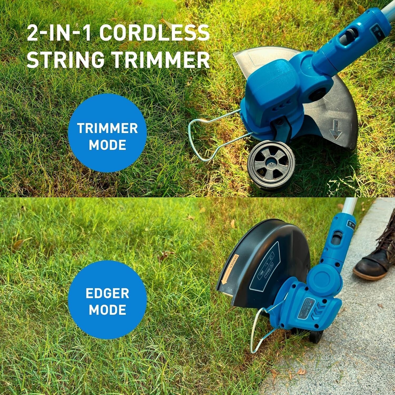 Lightweight Cordless 20V String Trimmer & Leaf Blower - Adjustable & Powerful