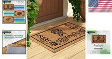 Load image into Gallery viewer, Heavy-Duty Floral Doormat - Eco-Friendly Coco Coir, Water Resistant, 17 x 36
