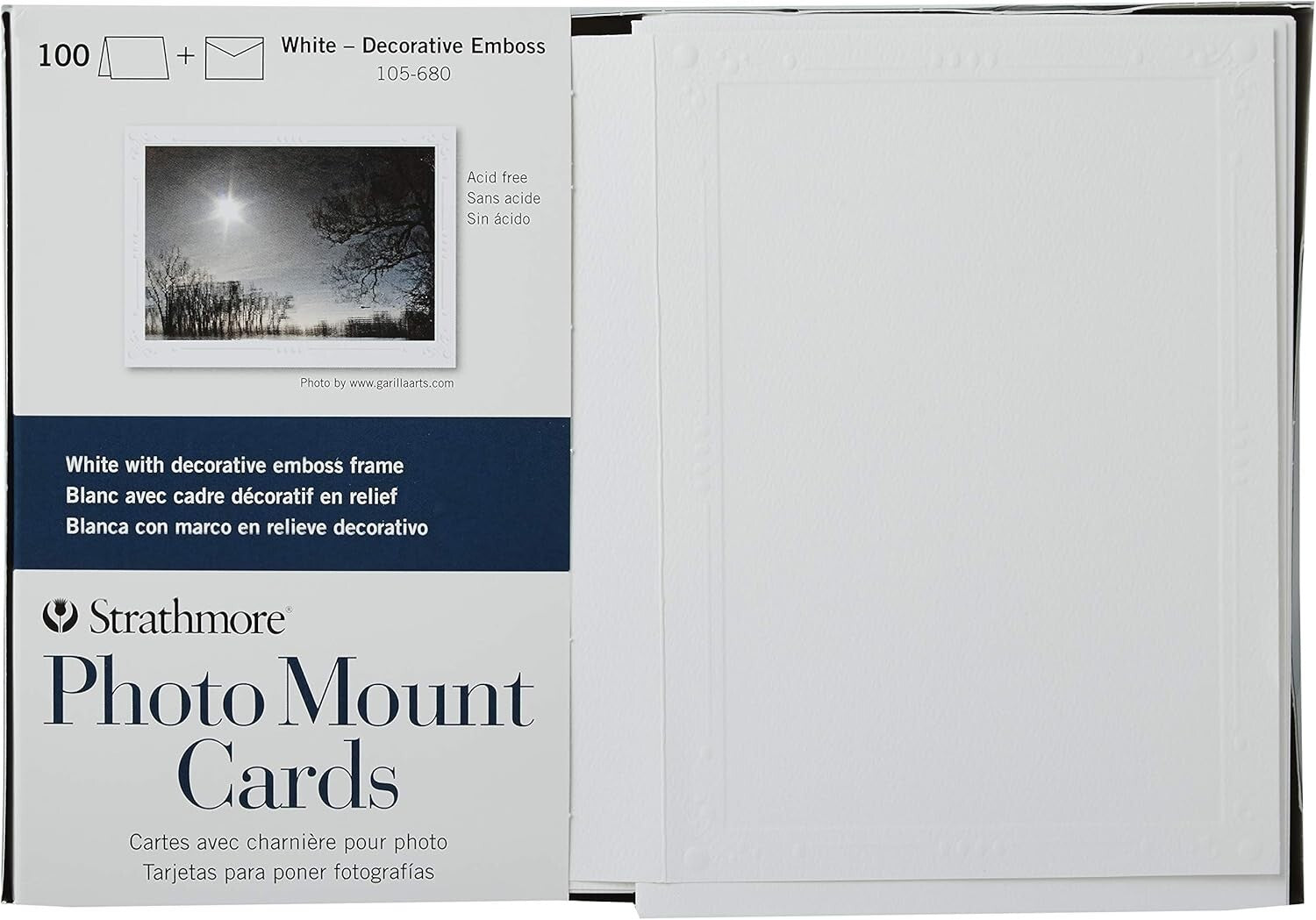 100 Pack White Photo Mount Cards with Embossed Border - Custom Greeting Cards