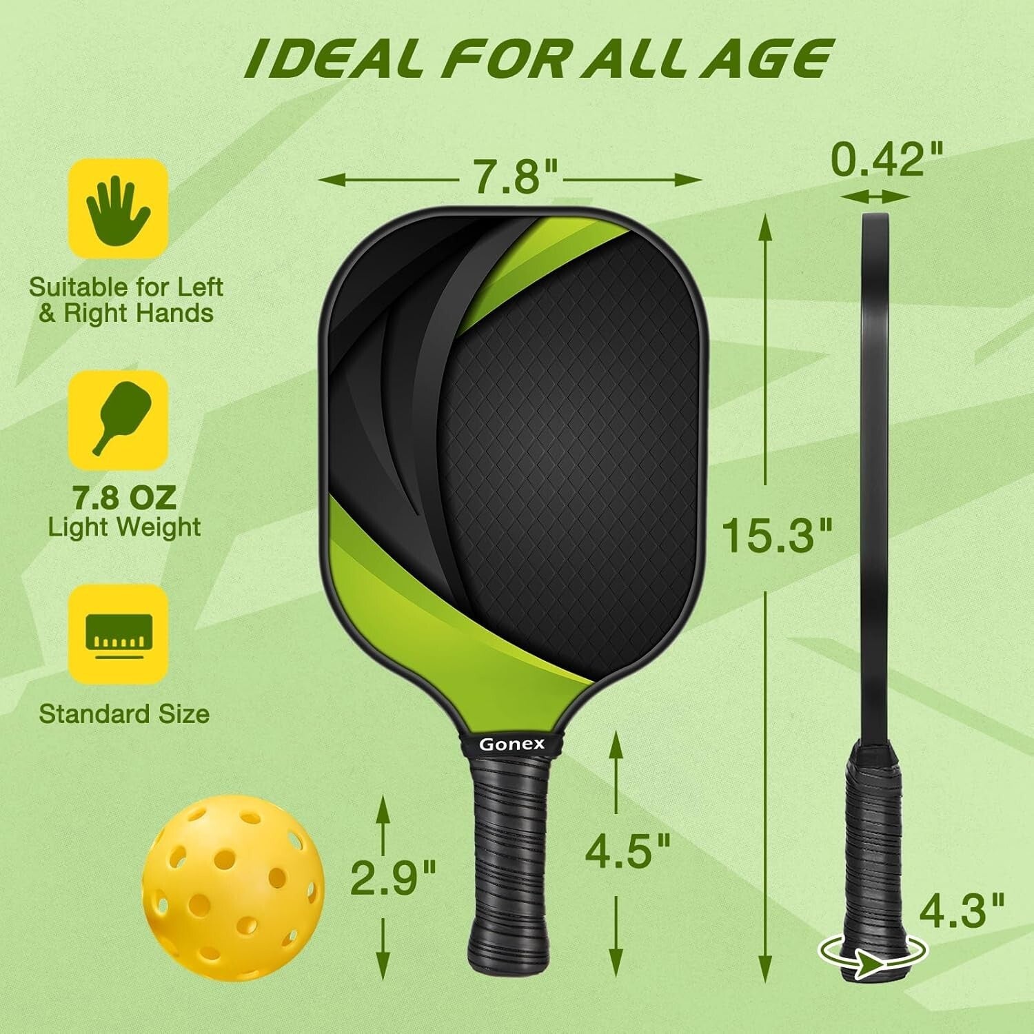 Durable USAPA Graphite Pickleball Set for All Skill Levels - 4 Paddles & Balls