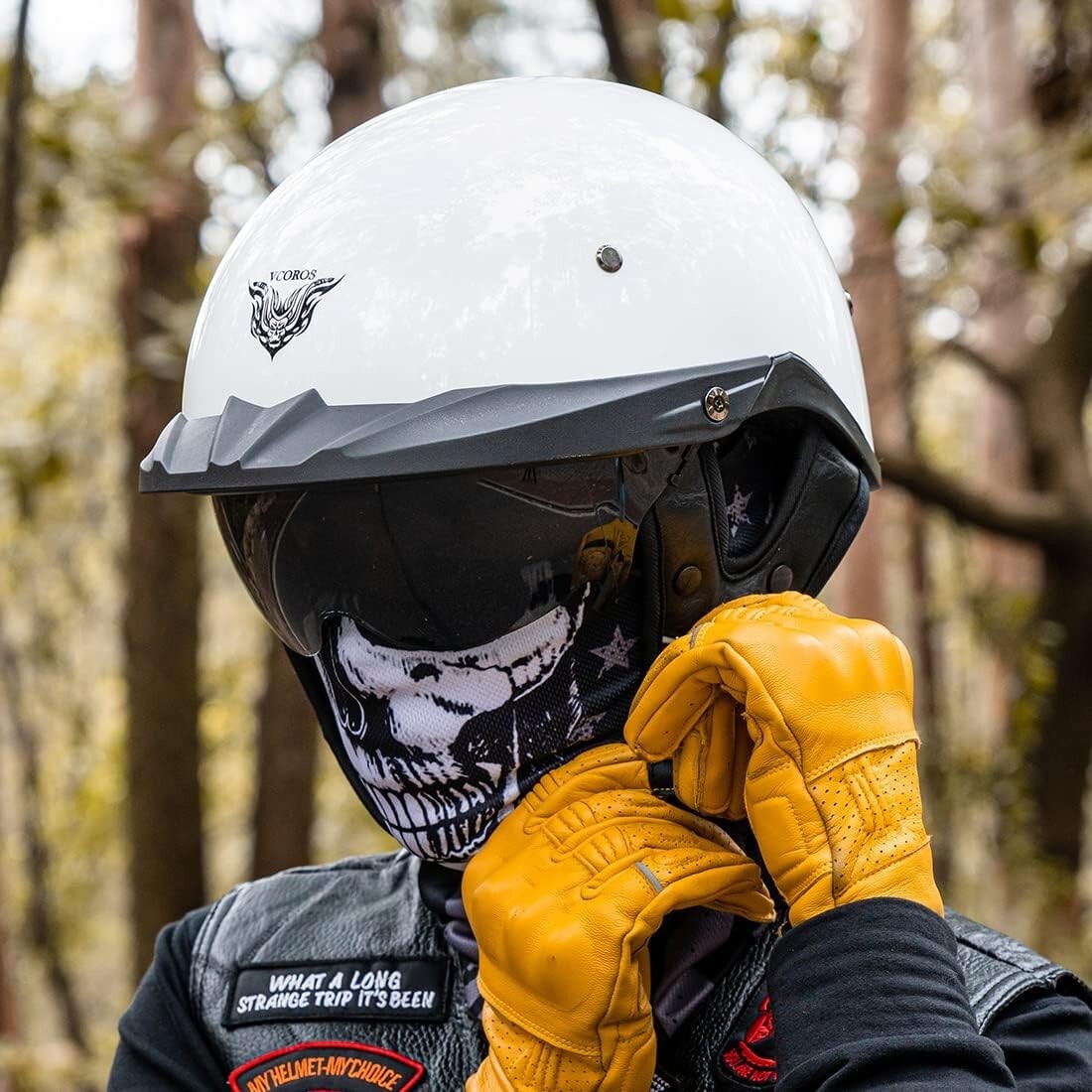 DOT Approved Retro Open Face Motorcycle Half Helmet with Quick Release Buckle