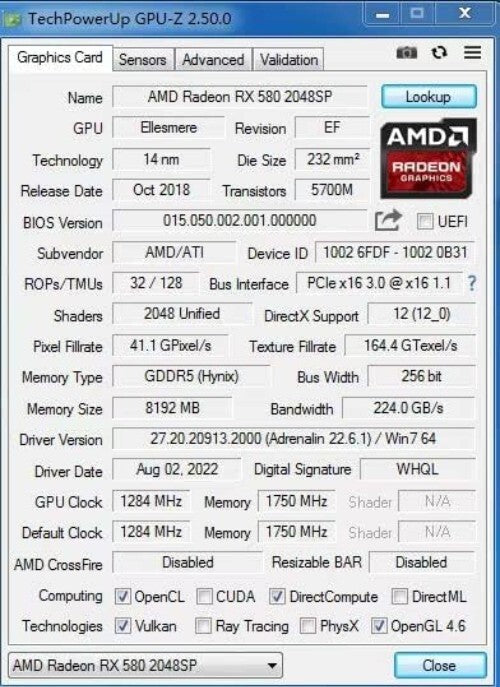 8GB GDDR5 Radeon RX 580 - Multi-Functional Graphics Card Perfect for Work & Play