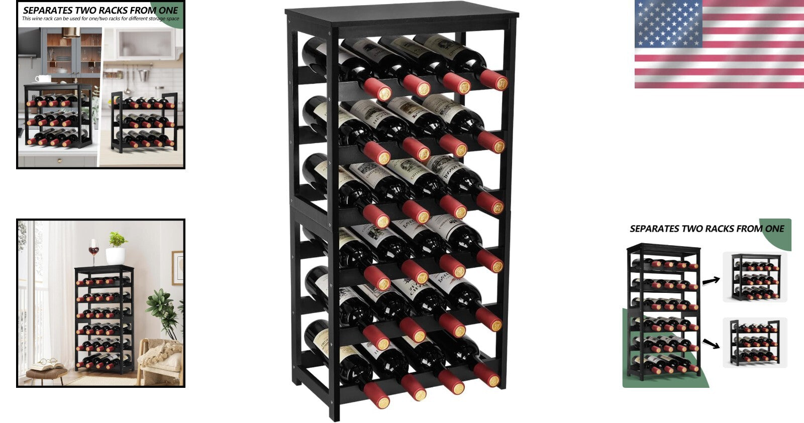 Versatile 6-Tier 24-Bottle Wine Rack: Perfect for Home Bars and Dining Rooms