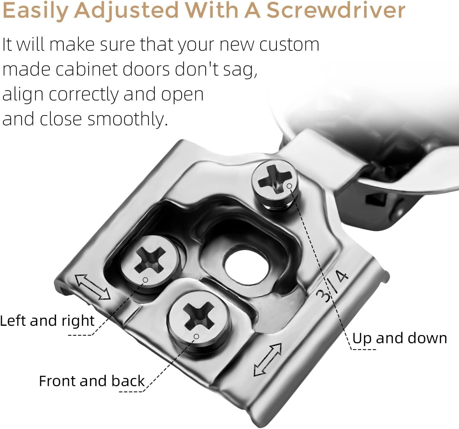 Durable 3/4 Inch Overlay Cabinet Hinges with Soft Close - Satin Nickel Finish