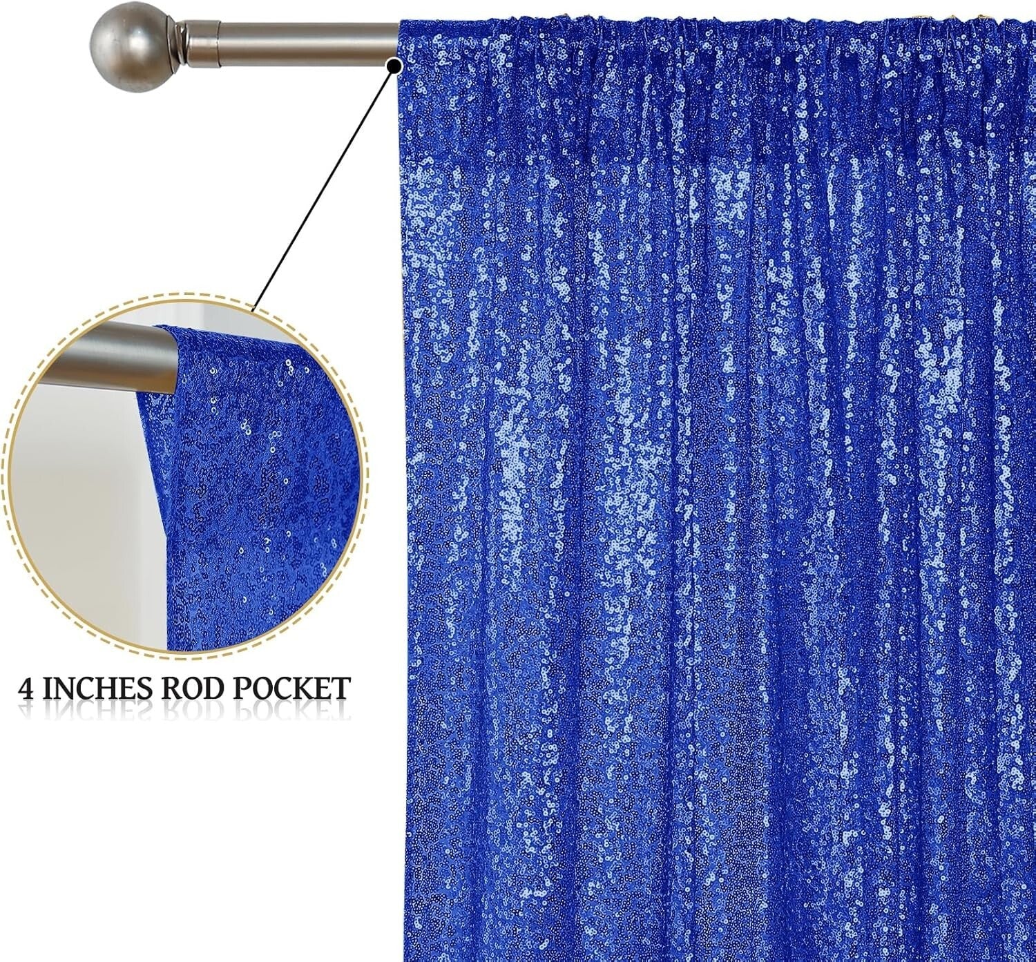 Elegant 4-Piece Navy Sequin Photography Backdrop - 2FT x 8FT Perfect for Parties