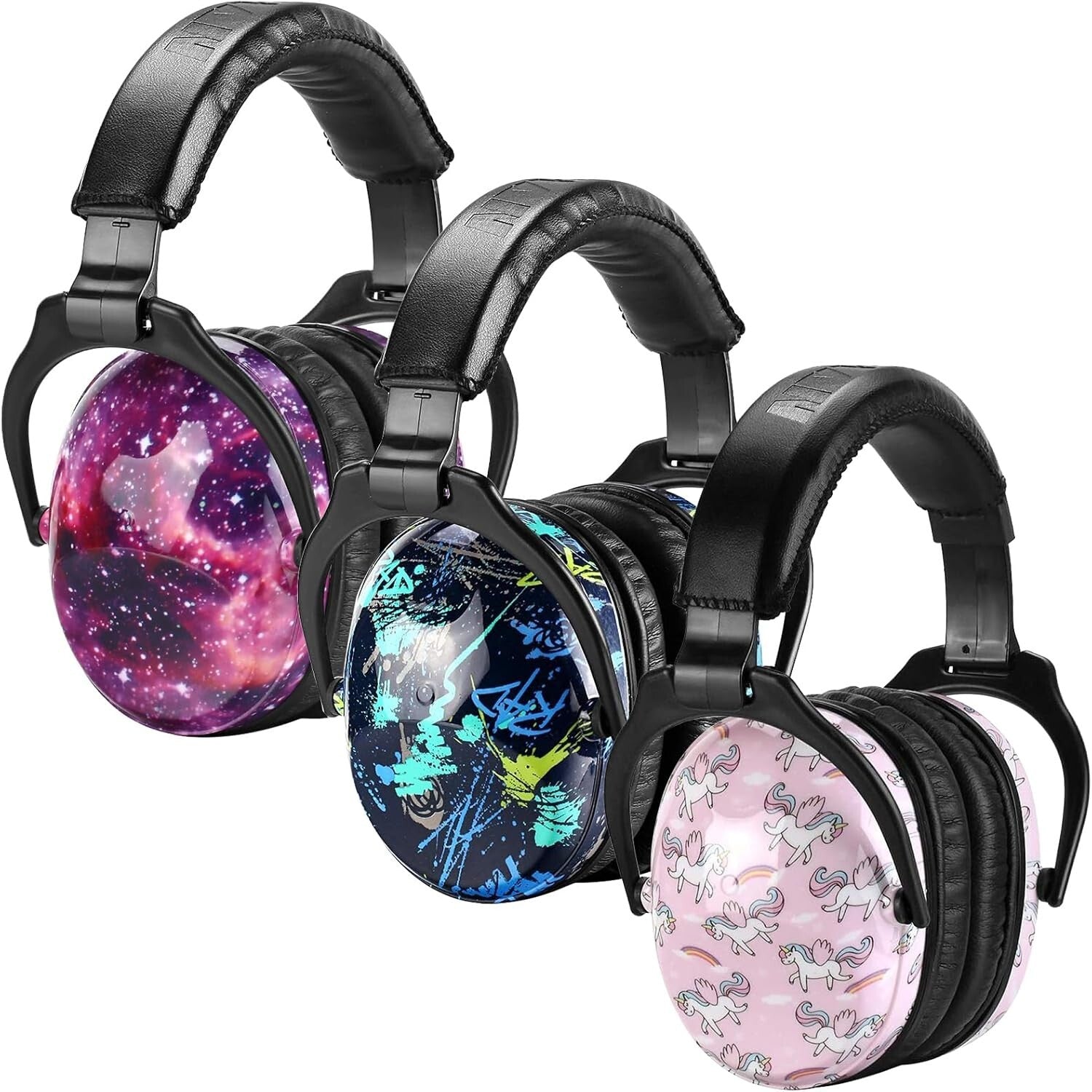 Adjustable Noise Cancelling Earmuffs for Kids - 3 Pack with Bright Designs