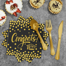 Load image into Gallery viewer, One-Stop Graduation Party Kit - 245pcs Black &amp; Gold Supplies for Easy Hosting