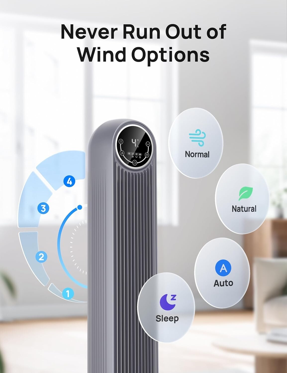 Advanced Tower Fan with 90° Oscillation - Safe, Easy-Clean Cooling Solution