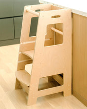 Load image into Gallery viewer, Adjustable Toddler Kitchen Step Stool - Child Standing Tower in Natural Wood