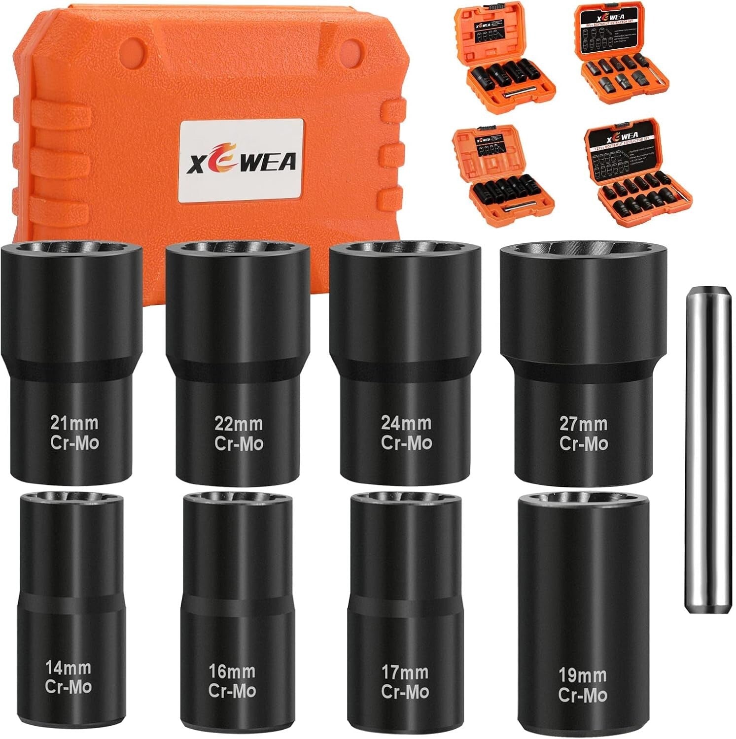 9PCS Professional Lug Nut Extractor Set - 1/2" Drive Bolt Removal Tool