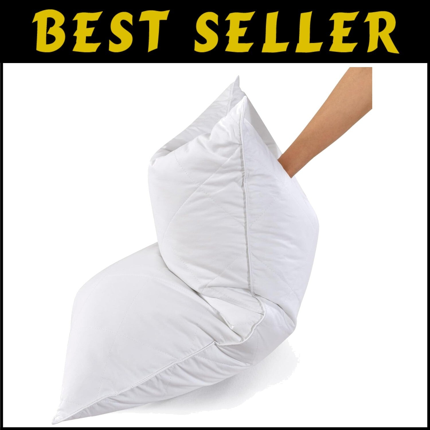 Elegant Goose Feather Bed Pillows, Medium Firm, 600 Thread Count Cotton Set