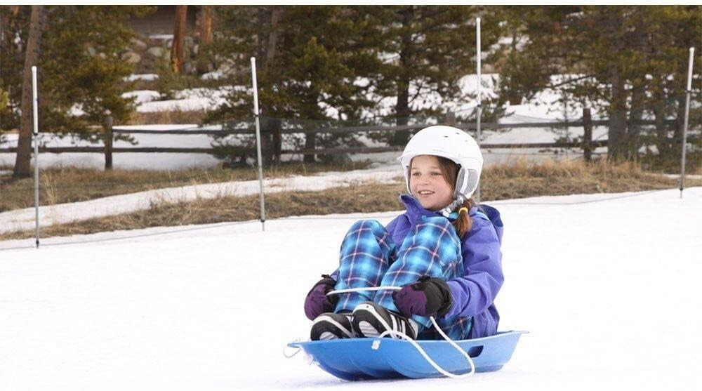 SportStuff Classic Snow Toboggan for Kids - 1-Person Plastic Sled in Blue