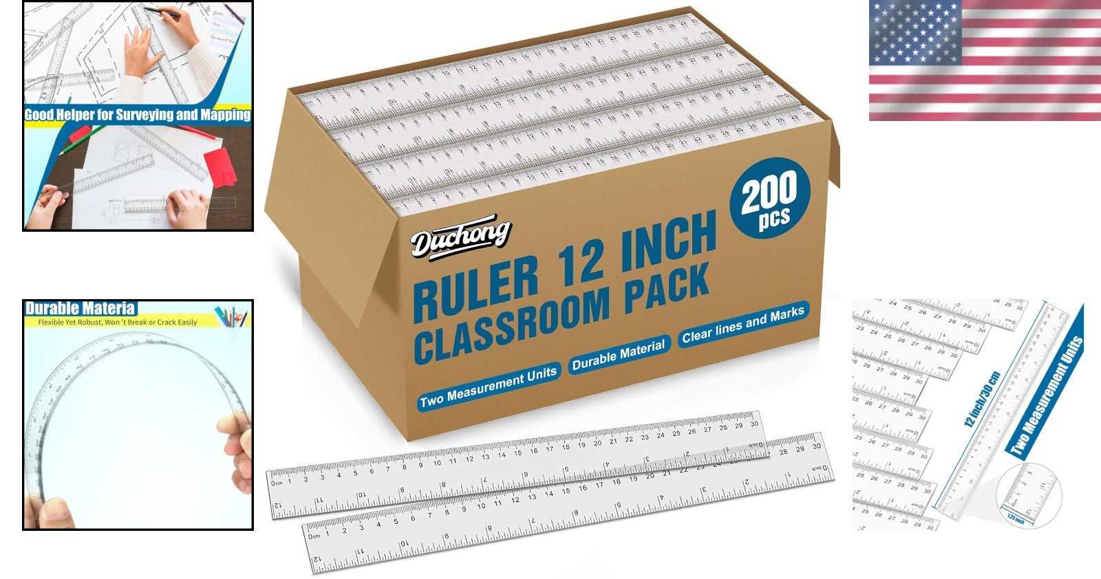 Durable 12 Inch Clear Plastic Rulers - Perfect for Classrooms and Home Learning