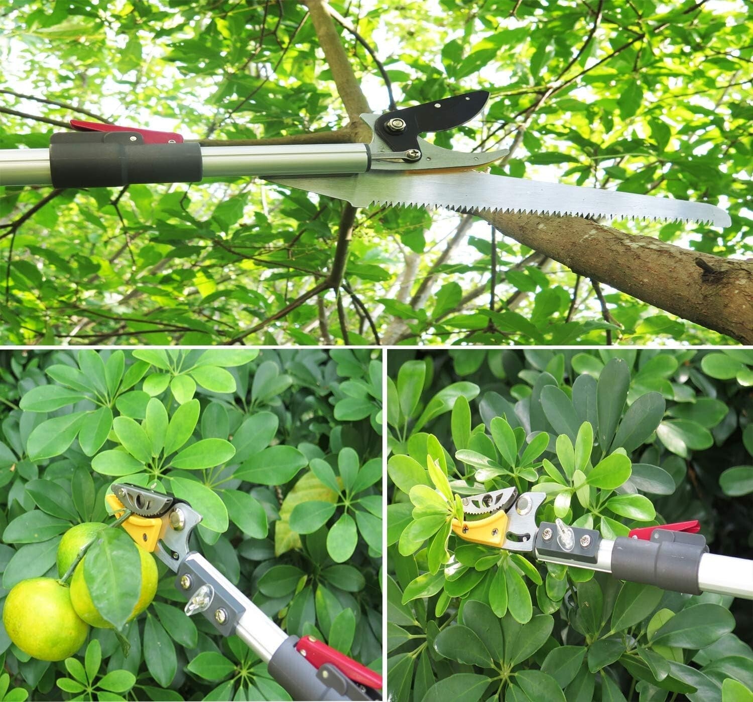 7.6-13 Foot Extendable Tree Pruner & Loppers with Anti-Rust Carbon Steel Blades