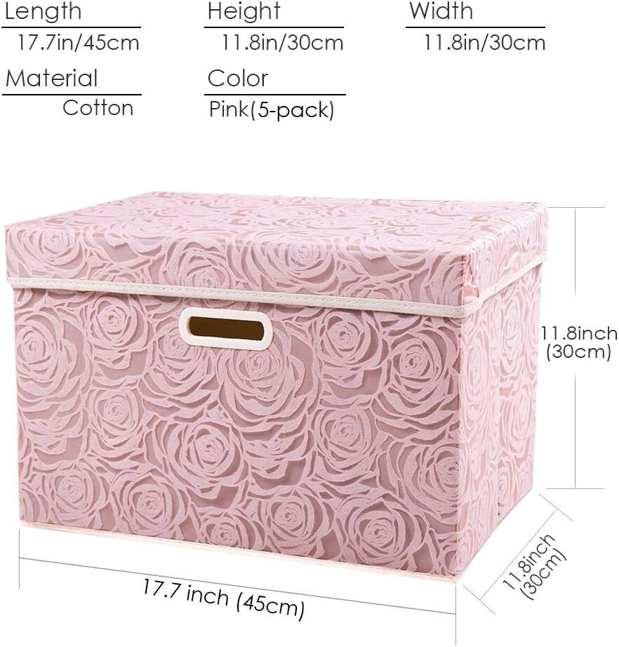 Eco-Friendly Floral Storage Boxes - Large Foldable 5-Pack for Home Organization