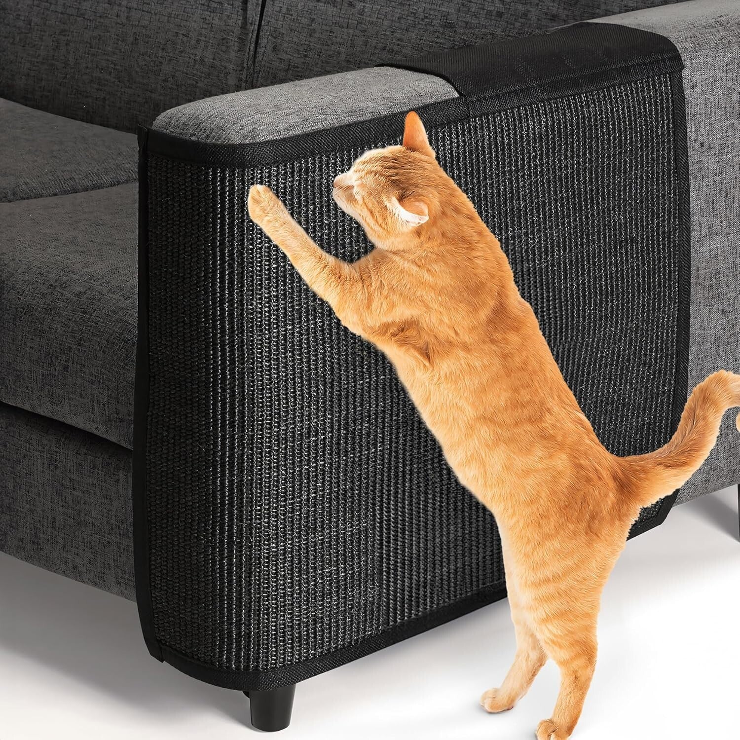 Elegant Cat Scratch Mat - Natural Sisal Furniture Protector for Left Side Use