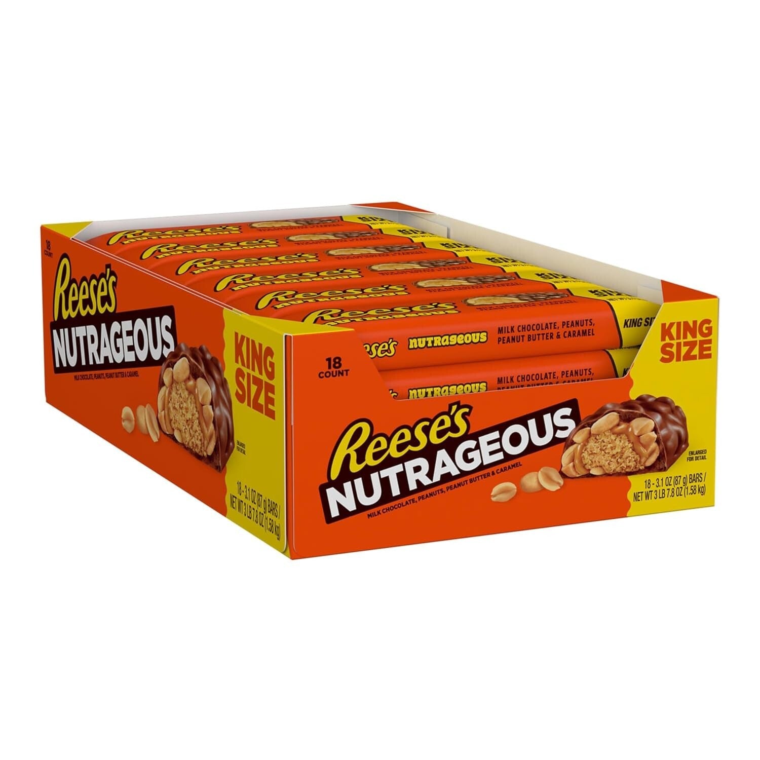 Individually Wrapped NUTRAGEOUS Peanut Butter Caramel Bars - 3.1 oz, 18 Pack