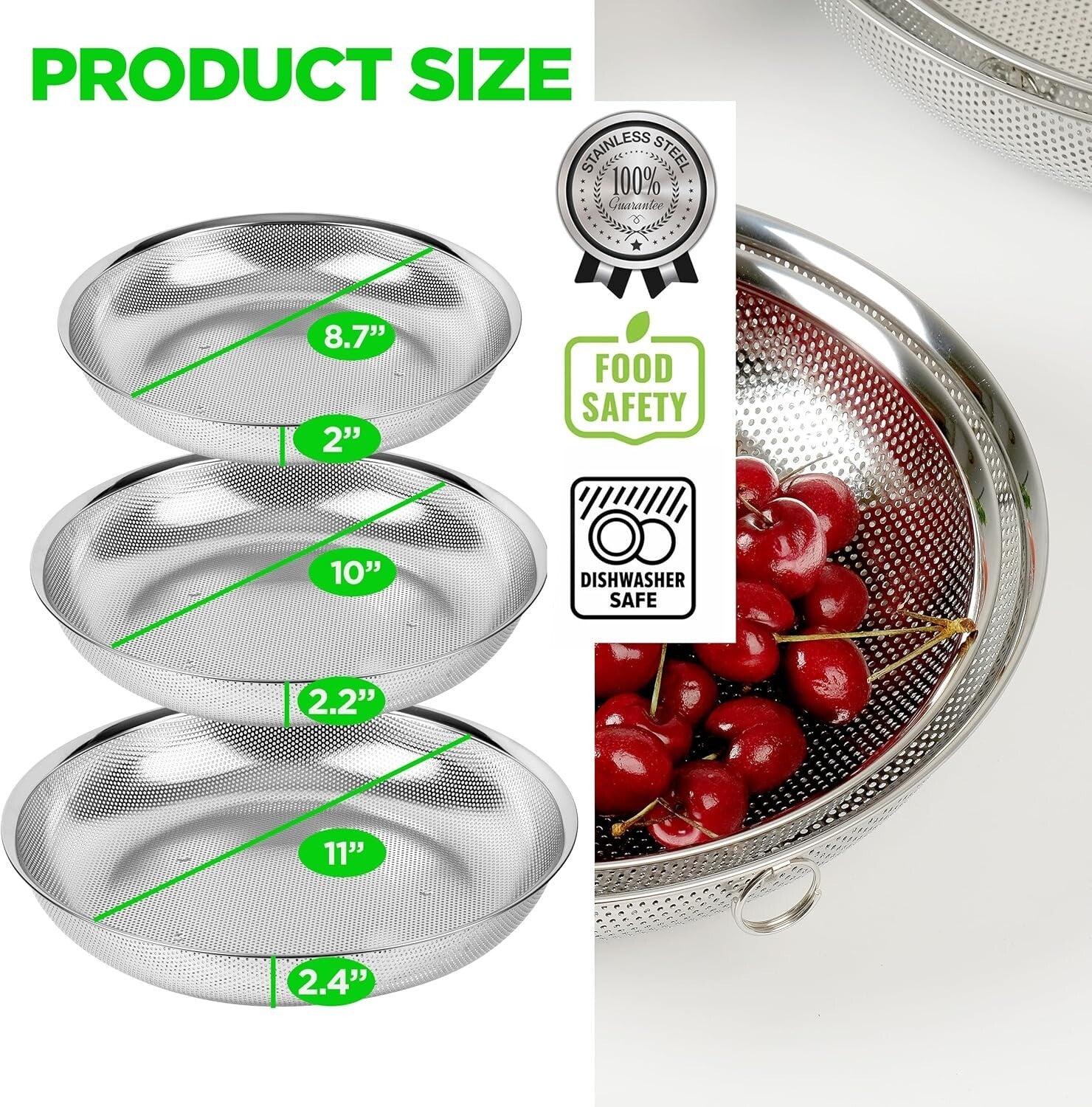 Durable Micro-Perforated Food Trays Set - 11'' Stainless Steel Kitchen Essential