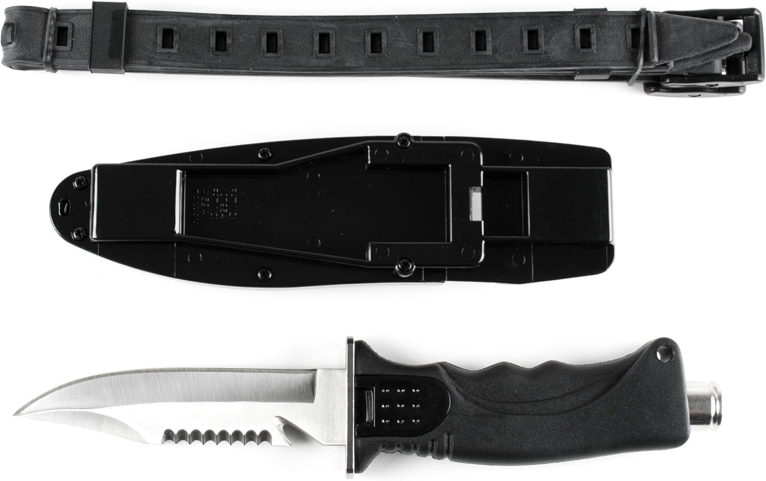 Durable Tempered Steel Diving Knife - Pointed & Blunt Tip with Adjustable Sheath