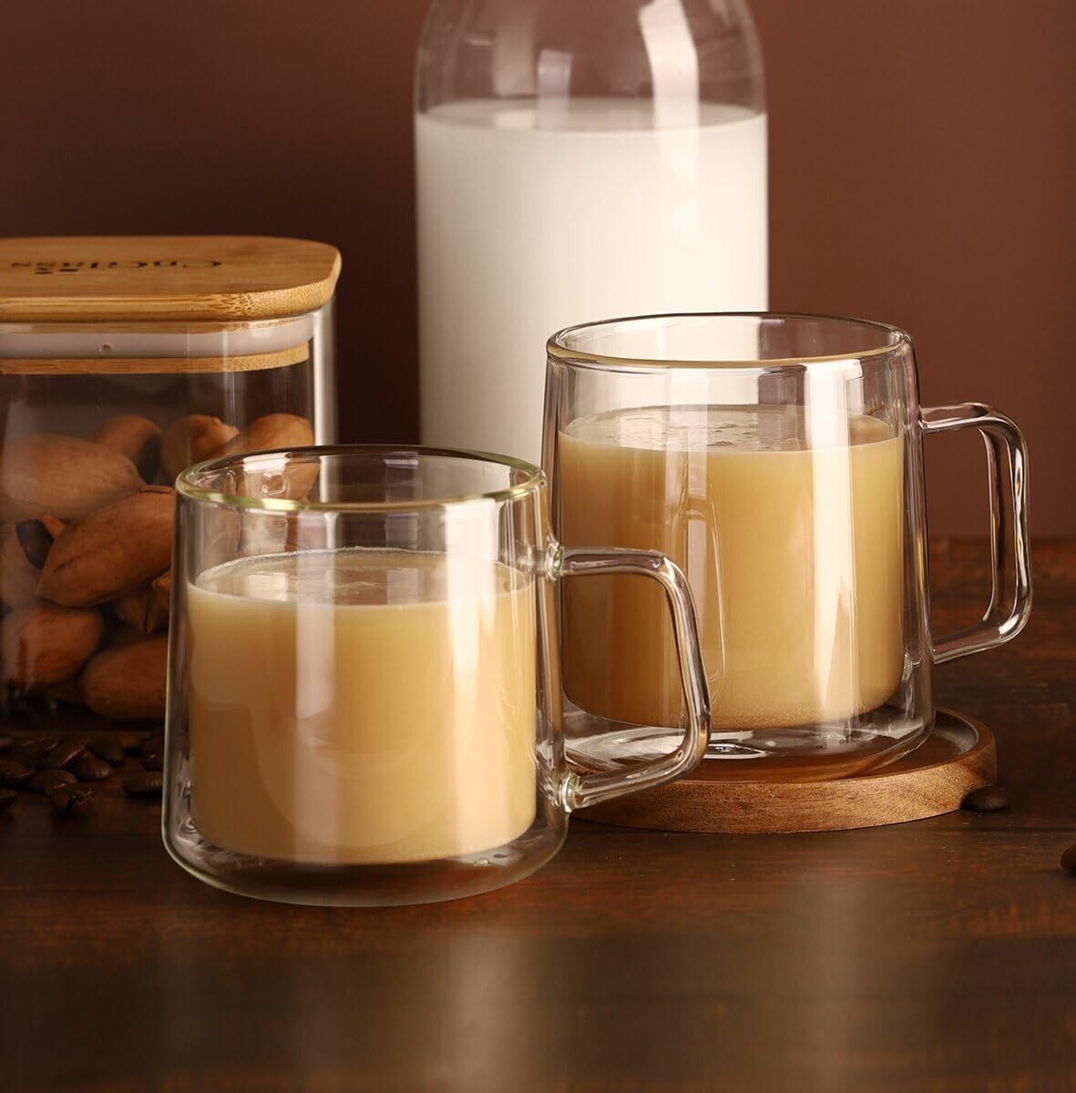 Set of 4 Elegant Insulated Glass Cups - Ideal for Housewarming or Celebrations