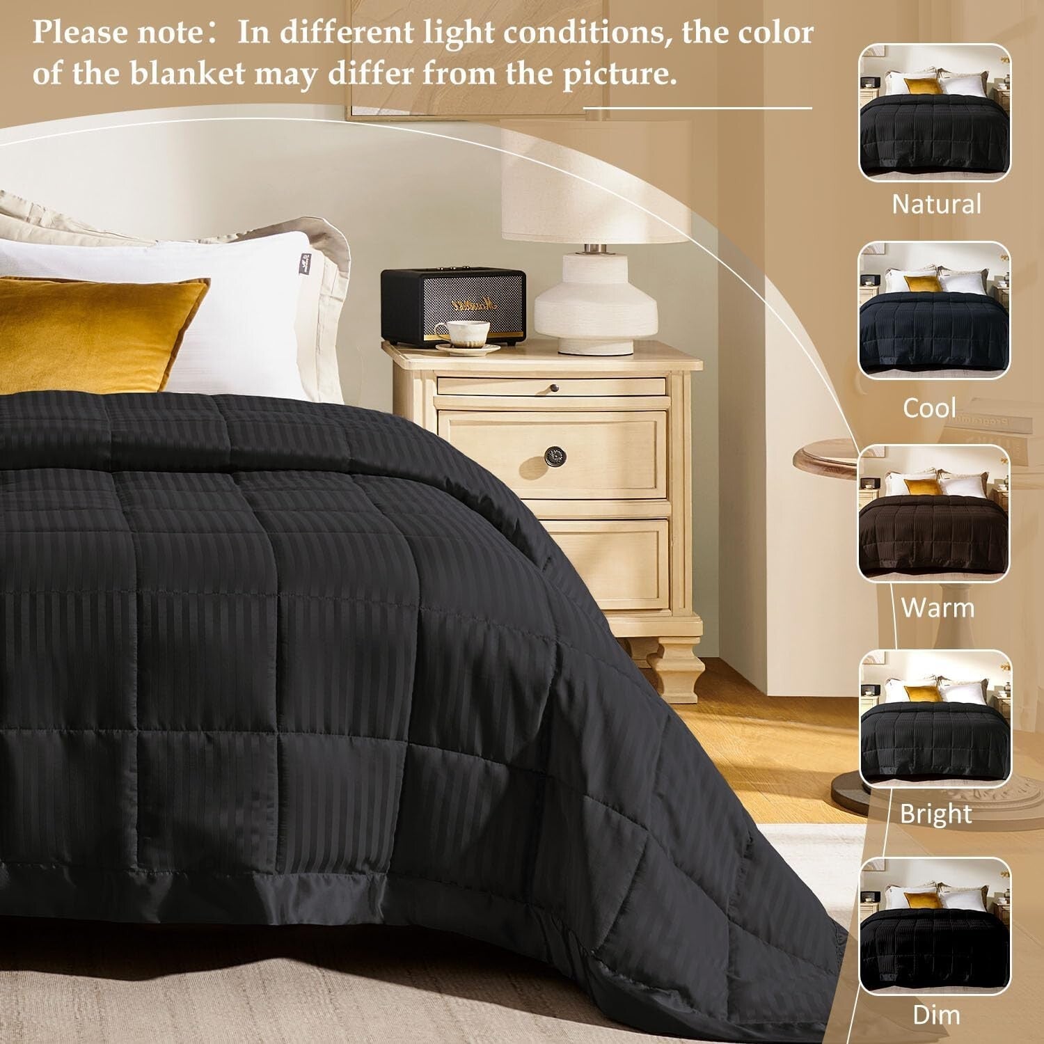 Lightweight King Size Blanket with Satin Trim - Ideal All-Season Comfort, 90x108