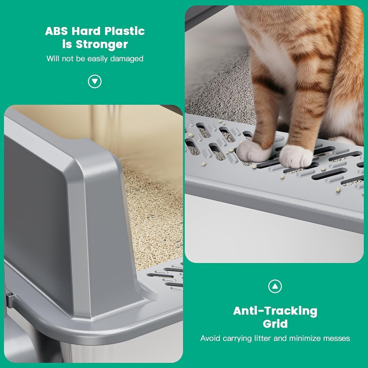 Oversized Stainless Steel Cat Litter Pan with Lid - Ideal for Big Cats & Kittens