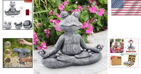Intricate 12.5" L Meditating Frog Statue - Unique Gift for Zen Garden Lovers