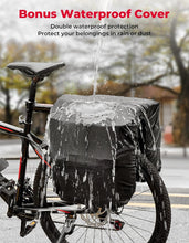Load image into Gallery viewer, Versatile 34L Bicycle Saddle Bags with Adjustable Straps &amp; Rain Cover - Black