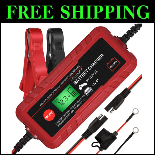 Sailnovo 4A Smart 6V 12V Fully Automatic Battery Charger for All Vehicle Types