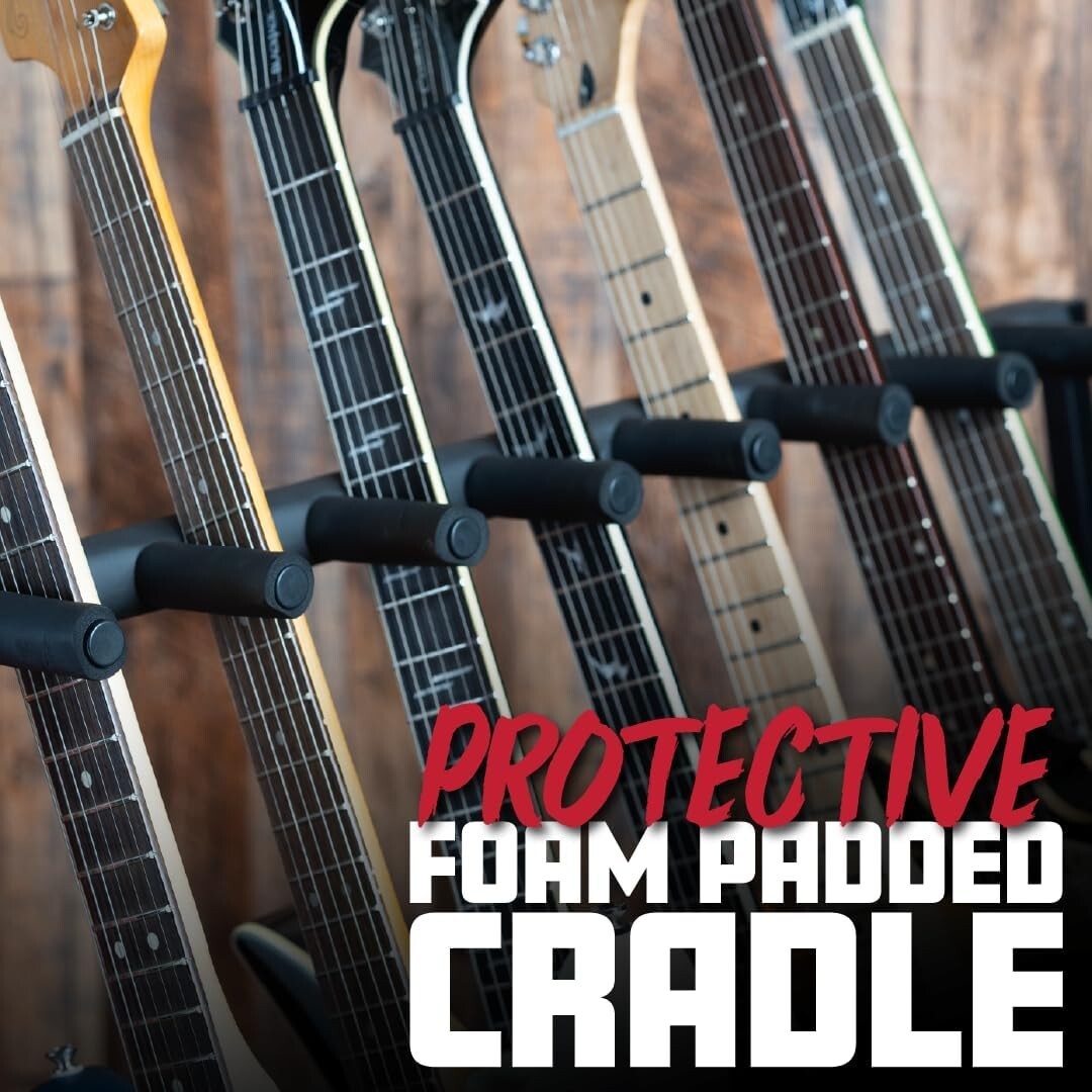 Compact Folding Guitar Stand for 7 Instrument Storage - Ideal for Travel