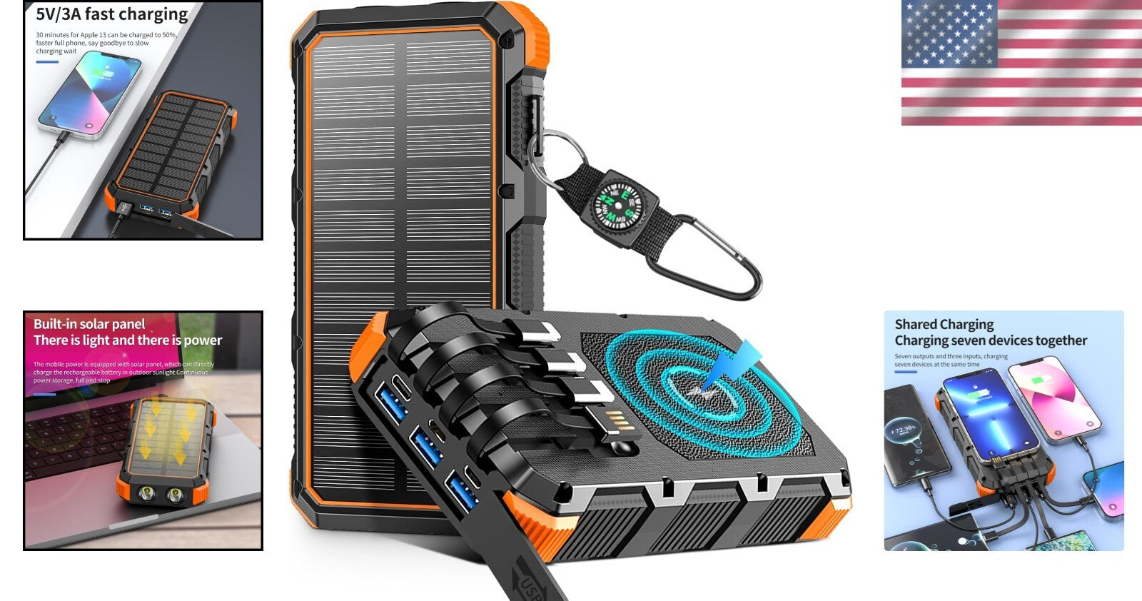 Premium 49800mAh Wireless Solar Charger – Multi-Device Fast Charging Power Bank