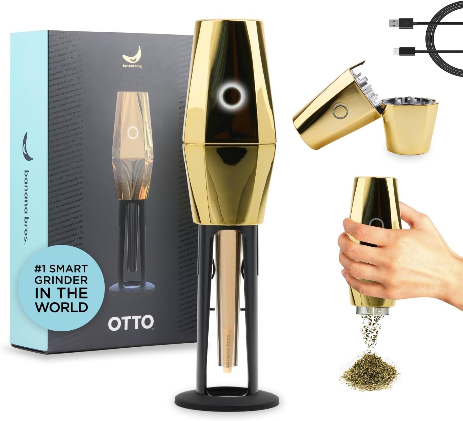 AI-Powered Gold OTTO Electric Grinder for Herbs & Spices - Complete Kit Included
