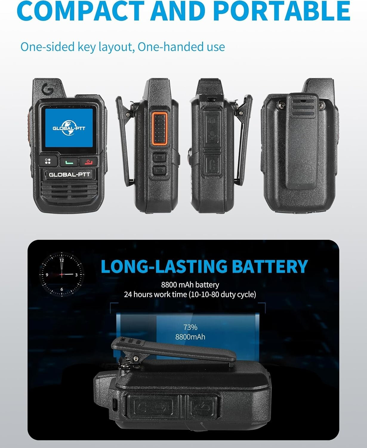 2-Pack Global Walkie Talkies - Push-to-Talk Cellular Radios with Unlimited Range