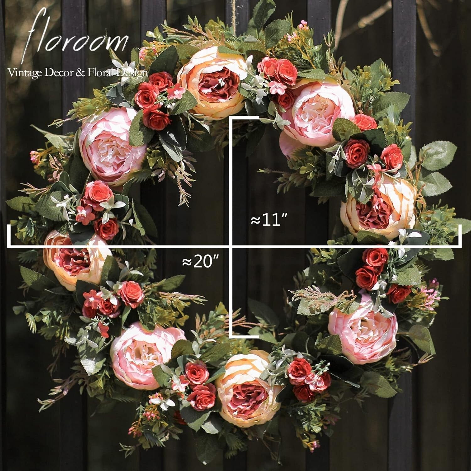 Stunning 20'' Pink Peony Wreath for Front Door - Perfect for Spring Occasions