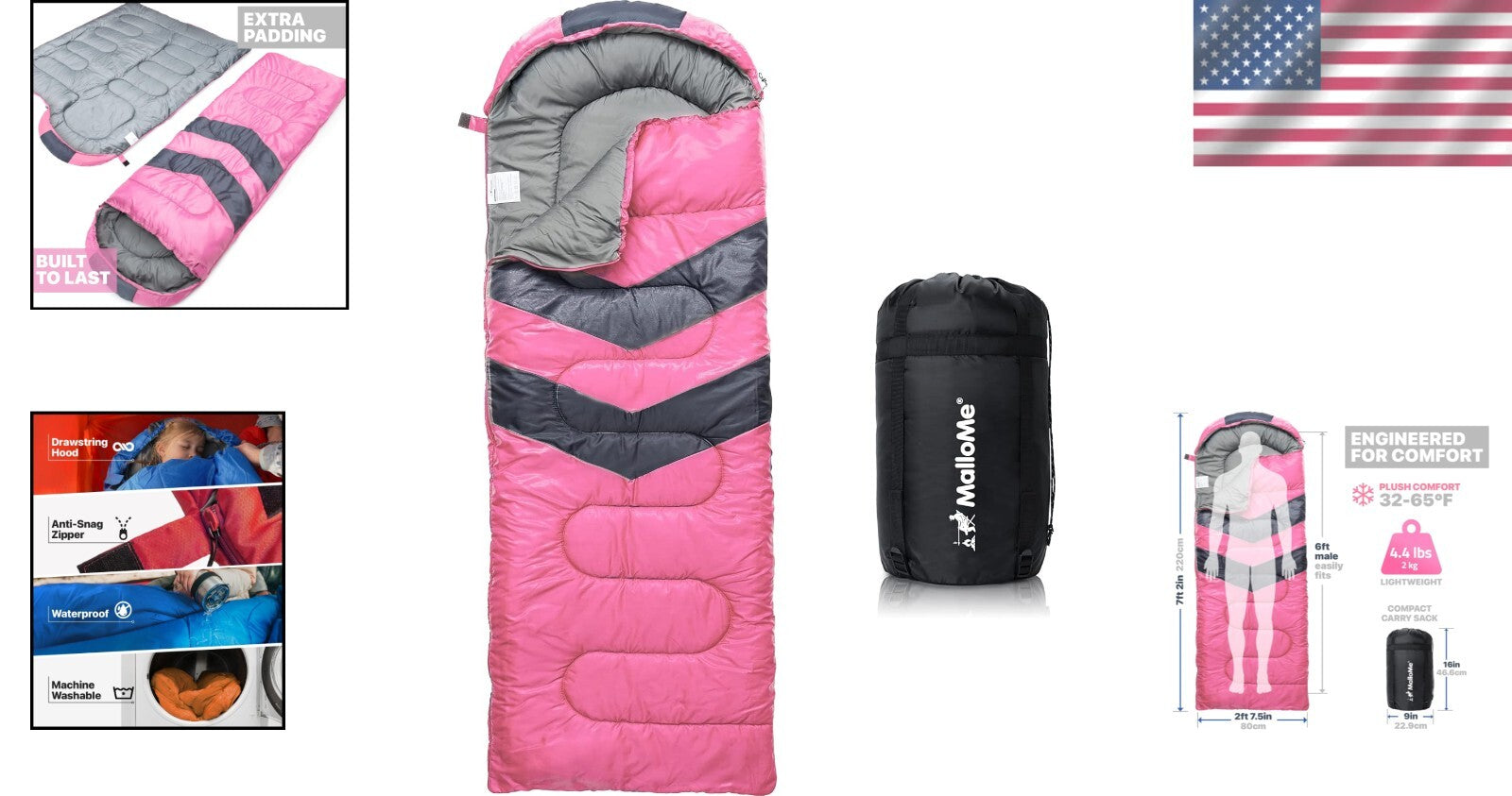 All-Season Backpacking Sleeping Bag - Warm & Comfortable for 10-12 Year Olds