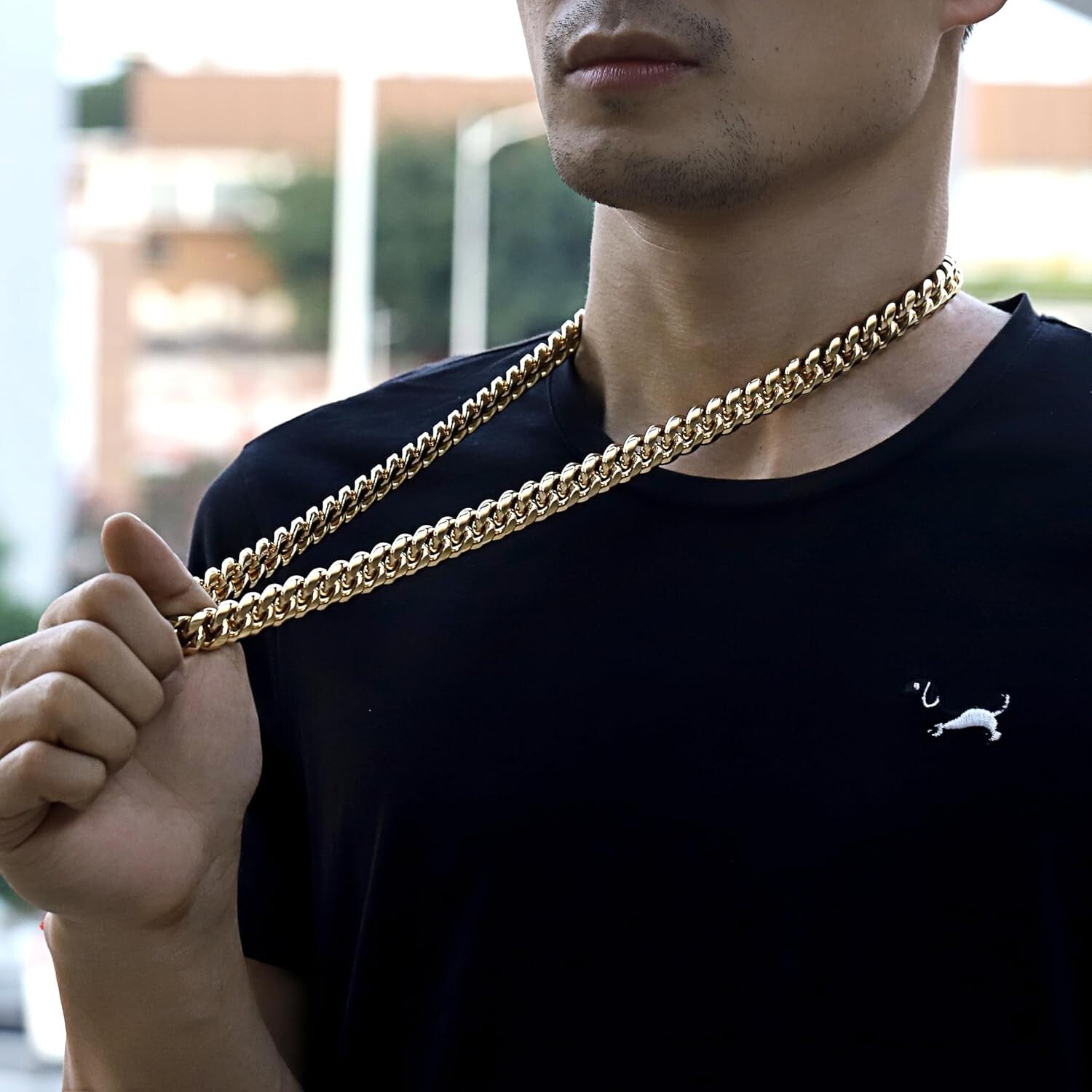15mm Miami Cuban Link Chain Necklace - 18k Gold Stainless Steel - Stylish Unisex